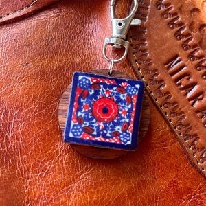 Red and Blue Talavera Keychain/bag charm